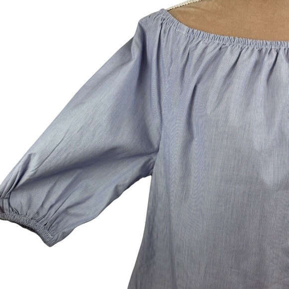 Maeve Womens XS Top‎ Blue White Cotton Chambray Off Shoulder Preppy Spring NWT - Picture 7 of 16